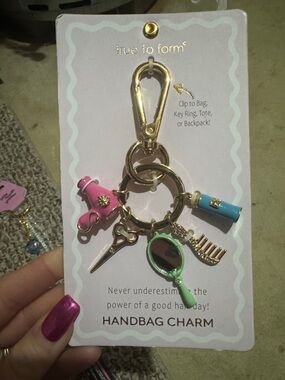 BNWT True to Form Handbag Charm - Pink, Purple & Blue Hair Accessory Charms.